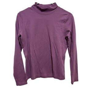 L.L.Bean Womens XS Supima Cotton Long-Sleeve Mock Turtleneck Purple